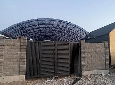 ворота распашные: Навес, Арочный, Металл, Профнастил, Установка — 2