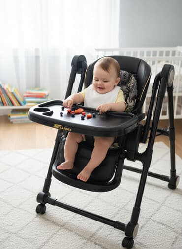 детское кресло качалка graco: Стульчик для кормления, Б/у, Skillmax, Другой вид, цвет - Черный — 1