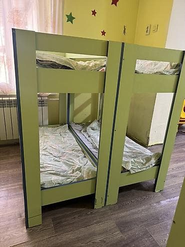 лаго: Двухъярусная детская кровать, ЛДСП, цвет - Зеленый — 2