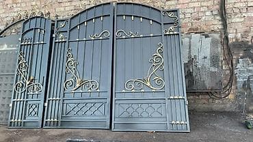 Распашные ворота: Кованые распашные ворота с калиткой - Материал: сталь, художественная — 1