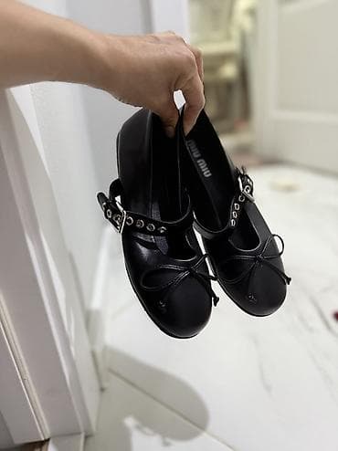 балетки лаковые: Балетки miu miu в черном цвете - Материал: гладкая натуральная кожа — 6