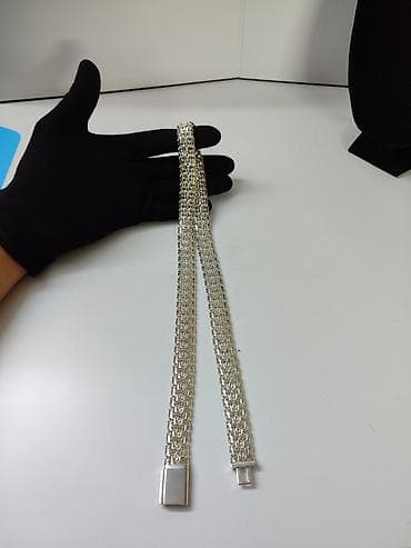 Свадебные платья и аксессуары: Серебряное плетёное ожерелье (широкая цепь) - Материал: металл — 4