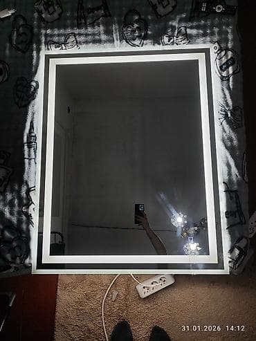 ретро лампочки: Зеркала с подсветкой 1. Круг 1 полоса с отступом закрытое + черный — 5