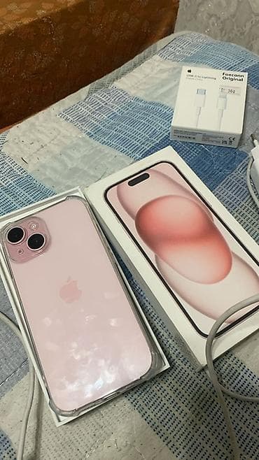 ми 9 с: IPhone 15, 128 ГБ, Розовый, Коробка, 89 % — 1