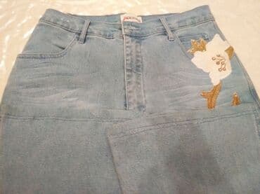 джинсы на девочку: Джинсы, Прямые, Турция, Средняя талия, Со стразами, M — 24