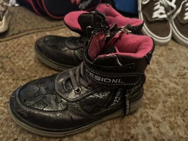 демисезонная детская обувь 22 размера: Детские высокие ботинки - Цвет: черный с розовой подкладкой - Верх — 1