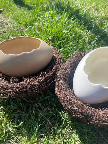 декоративная тарелка: Тарелки в гнездышке • Тарелка (Керамика) • Гнездо (декоративные — 6