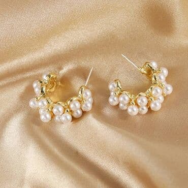 пышное фатиновое свадебное платье: Серьги У с жемчужным акцентом Эти изысканные серьги выполнены в — 3