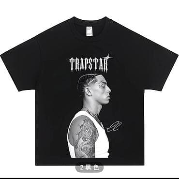 flared jeans: Футболка унисекс с принтом TRAPSTAR - Цвет: чёрный - Крой: свободный — 1