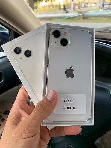 IPhone 13, Б/у, 128 ГБ, Белый, Коробка, 100 %