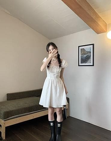 хлопья: Повседневное платье, Китай, Лето, Короткая модель, Хлопок, S, M — 1