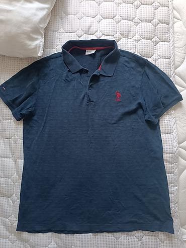 Футболки: Мужская футболка, M, Us Polo Assn, Б/у, цвет - Синий, Самовывоз — 1