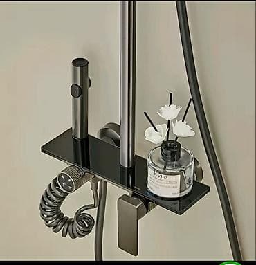 для уборки: Душевая система с верхним и ручным душем, графитово‑черная, с — 9