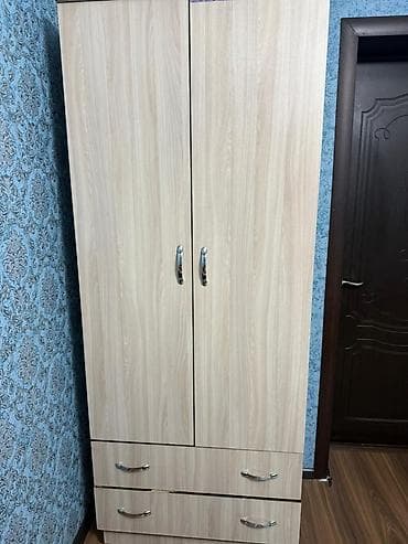 Двухдверный платяной шкаф в современном светлом дубовом декоре. Цена