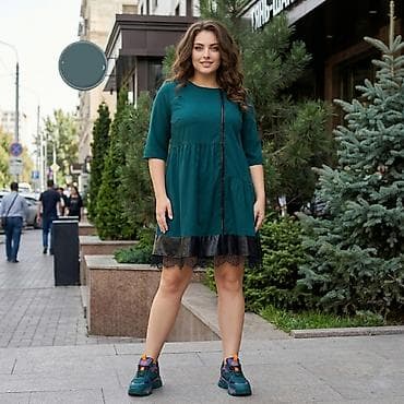 Повседневное платье, Осень-весна, Короткая модель, Трапеция, 2XL, 3XL, 4XL — 3