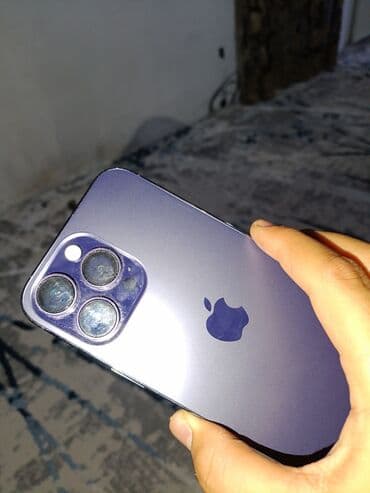 принтер со сканером цветной: IPhone 14 Pro Max, Колдонулган, 128 ГБ, Deep Purple, Каптама, Заряддоочу түзүлүш, Кабель, 77 % — 1