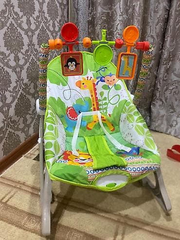 Люлькалар: Балдар үчүн шезлонг, Колдонулган, Термелген отургуч, Желим, түсү - Жашыл — 2