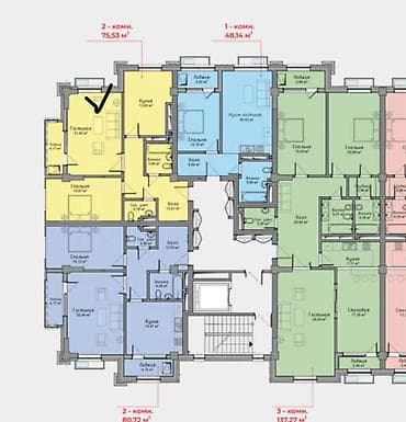 nova grant: 2 комнаты, 72 м², Элитка, 10 этаж, Готовая ПСО (под самоотделку) — 2