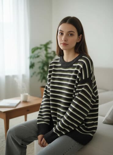 кыргызский национальный костюм для мальчика: Свитер в полоску, 1200 сом, 44-46-48 - Цвета: графитовый, оливковый и — 2