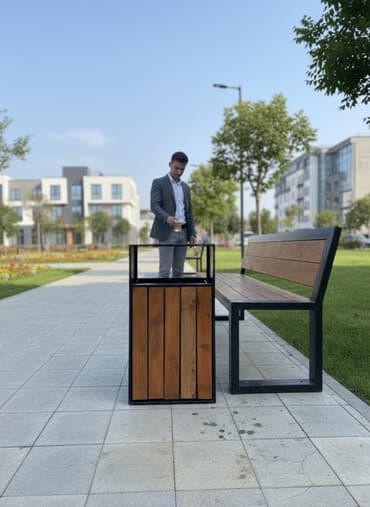 купить контейнер для мусора уличный: Уличная урна для мусора с деревянной отделкой в металлическом каркасе — 1