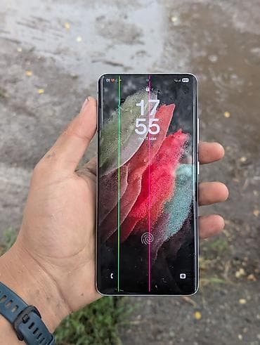 сансук: Samsung Galaxy S21 Ultra 5G, Б/у, 256 ГБ, цвет - Серебристый, 2 SIM, eSIM — 3