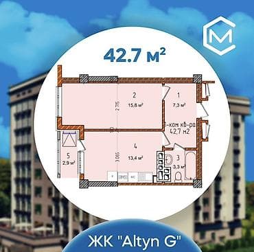 6: 1 комната, 46 м², Элитка, 4 этаж, Готовая ПСО (под самоотделку) — 5