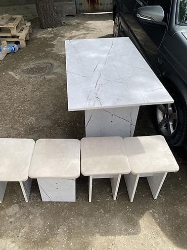 кухонный горнитура: Кухонный стол и стул, цвет - Белый — 1