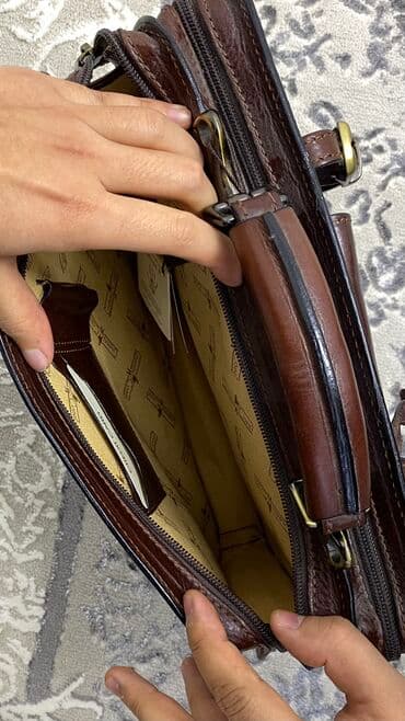 барсетка мужская кожаная ручной работы: Портфель, Новый, Материал: Натуральная кожа, Мужские — 5