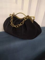 купить мужской клатч из натуральной кожи ручной работы: Продаю бархатный редикюль сумочку, новая, черного цвета размер 30×15 — 17