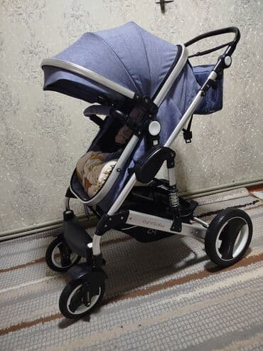 комбинезон hm детский зимний: Коляска, цвет - Голубой, Б/у — 6