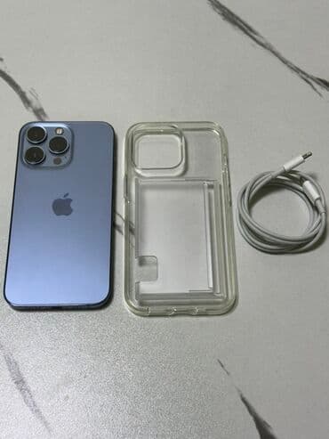 IPhone 13 Pro, Б/у, 128 ГБ, Sierra Blue, Чехол, Кабель, 100 %