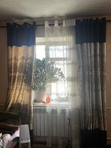 горки для дома: Комплект штор, Велюр, Готовое изделие, Б/у, Для зала — 2