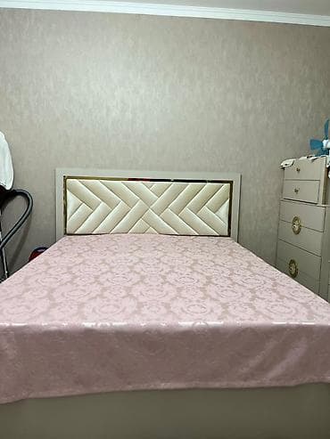 Мебель: Спальный гарнитур, Б/у, Шкаф, Комод, Односпальная кровать, Кыргызстан, ДСП, Самовывоз, цвет - Бежевый — 3