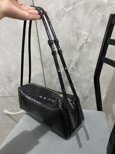 Сумка ZARA, модель с фактурой под крокодила. - Цвет: черный