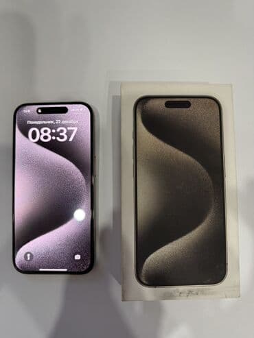 intel core: IPhone 15 Pro, Колдонулган, 256 ГБ, Natural Titanium, Коргоочу айнек, Каптама, Куту — 2