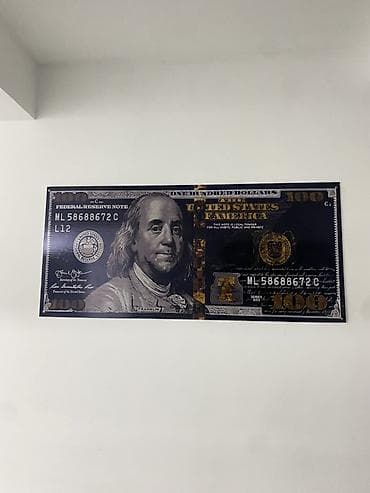 Постер «$100» на стену - Декоративное панно с изображением банкноты
