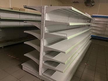 Витрины, стеллажи, полки торговые металлические б/у, полка магазинная