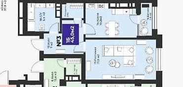 квартира нижный джал: 1 комната, 45 м², Элитка, 6 этаж, Готовая ПСО (под самоотделку) — 5