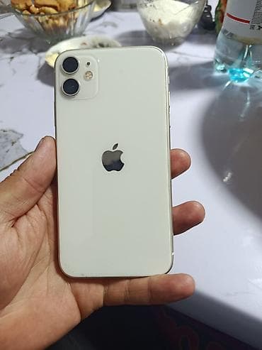 военные наушники: IPhone 11, Б/у, 128 ГБ, Белый, Чехол, 73 % — 2