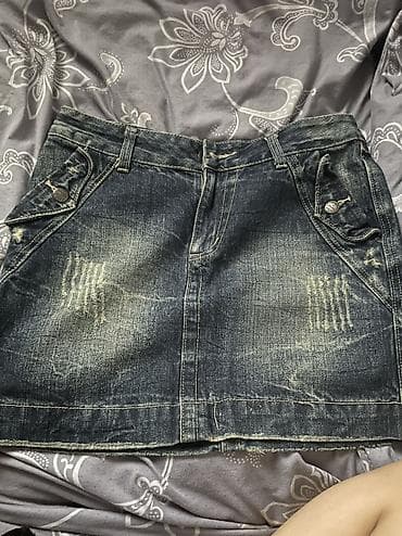 Юбка, Модель юбки: Прямая, Миди, Джинс, По талии