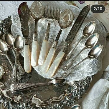 из серебра: Продаю шикарный антикварный комплект приборов для сервировки стола — 3