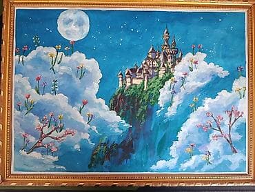 звёздное небо: Картина “Лунный замок над облаками” - Оригинальная авторская живопись — 2