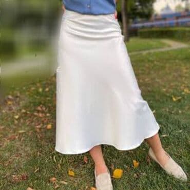 прокат мужских костюмов [возьми на прокат] бишкек фото: Юбка, Модель юбки: Трапеция, Миди, Атлас, По талии — 1