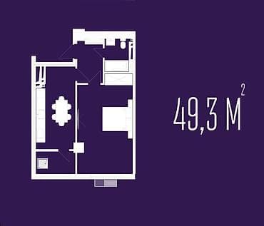 Батирлер: 1 бөлмө, 49 м², Жеке план, 15 кабат — 2