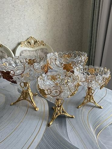 Идиш-аяк: Набор декоративных фруктовниц/конфетниц на ножках - Материал чаш — 2