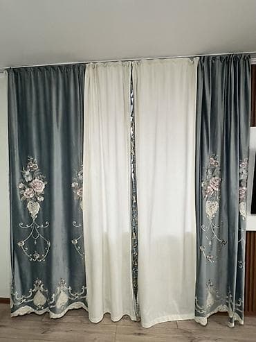 Наматрасники и топперы: Комплект штор, С вышивкой, Готовое изделие, Для зала — 4