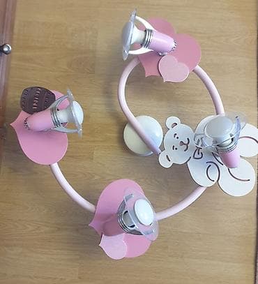 детский лагерь: Потолочный светильник для детской комнаты. - Дизайн: нежно-розовая — 1