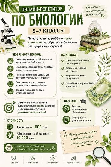 курсы по биологии: Репетитор Биология — 1