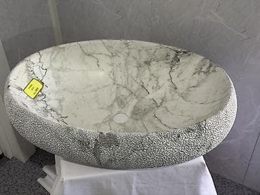 тумба в ванну: Раковина для ванной, Особенности: Мраморные прожилки, Овальная форма, Материал: Камень — 2