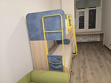 Двухъярусная детская кровать, Б/у, Железо, цвет - Желтый